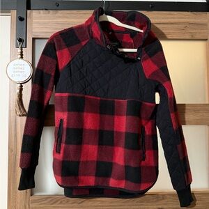 Abercrombie & Fitch Red and Black Quilted Fleece Pullover